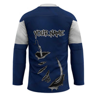 Custom Fishing Hook Hockey Jersey with Colorado Flag Theme and Blue White Graphic Pattern - Wonder Print Shop