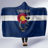Custom Fishing Hook Hooded Blanket with Colorado Flag Theme and Blue White Graphic Pattern - Wonder Print Shop