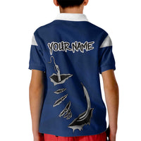 Custom Fishing Hook Kid Polo Shirt with Colorado Flag Theme and Blue White Graphic Pattern - Wonder Print Shop