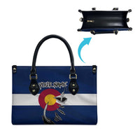 Custom Fishing Hook Leather Bag with Colorado Flag Theme and Blue White Graphic Pattern - Wonder Print Shop