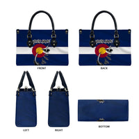 Custom Fishing Hook Leather Bag with Colorado Flag Theme and Blue White Graphic Pattern - Wonder Print Shop