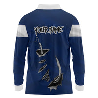 Custom Fishing Hook Long Sleeve Polo Shirt with Colorado Flag Theme and Blue White Graphic Pattern - Wonder Print Shop