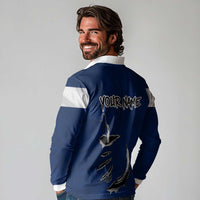 Custom Fishing Hook Long Sleeve Polo Shirt with Colorado Flag Theme and Blue White Graphic Pattern - Wonder Print Shop