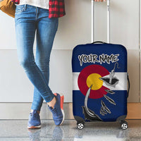 Custom Fishing Hook Luggage Cover with Colorado Flag Theme and Blue White Graphic Pattern - Wonder Print Shop