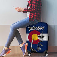 Custom Fishing Hook Luggage Cover with Colorado Flag Theme and Blue White Graphic Pattern - Wonder Print Shop