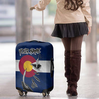 Custom Fishing Hook Luggage Cover with Colorado Flag Theme and Blue White Graphic Pattern - Wonder Print Shop