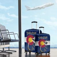 Custom Fishing Hook Luggage Cover with Colorado Flag Theme and Blue White Graphic Pattern - Wonder Print Shop