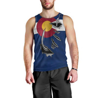 Custom Fishing Hook Men Tank Top with Colorado Flag Theme and Blue White Graphic Pattern - Wonder Print Shop