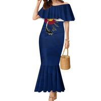 Custom Fishing Hook Mermaid Dress with Colorado Flag Theme and Blue White Graphic Pattern - Wonder Print Shop