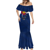 Custom Fishing Hook Mermaid Dress with Colorado Flag Theme and Blue White Graphic Pattern - Wonder Print Shop