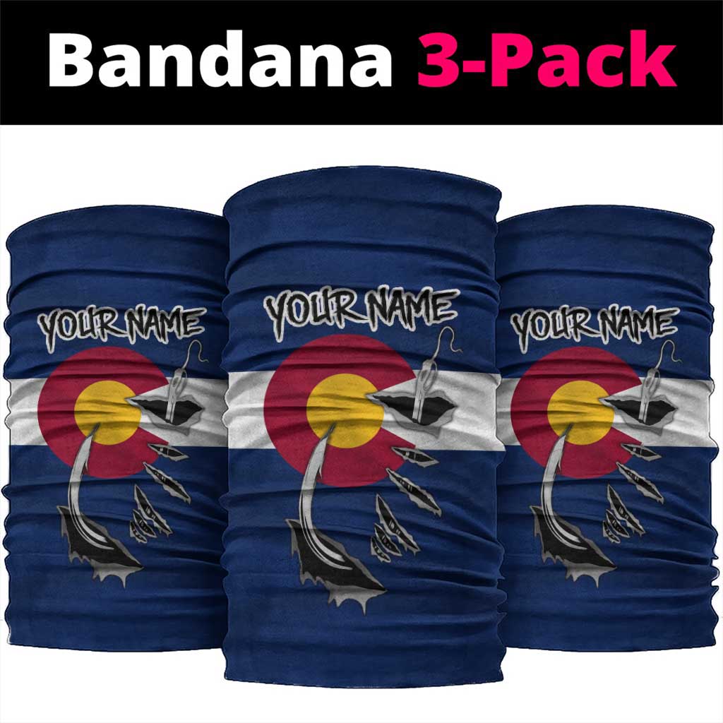 Custom Fishing Hook Neck Gaiter with Colorado Flag Theme and Blue White Graphic Pattern - Wonder Print Shop