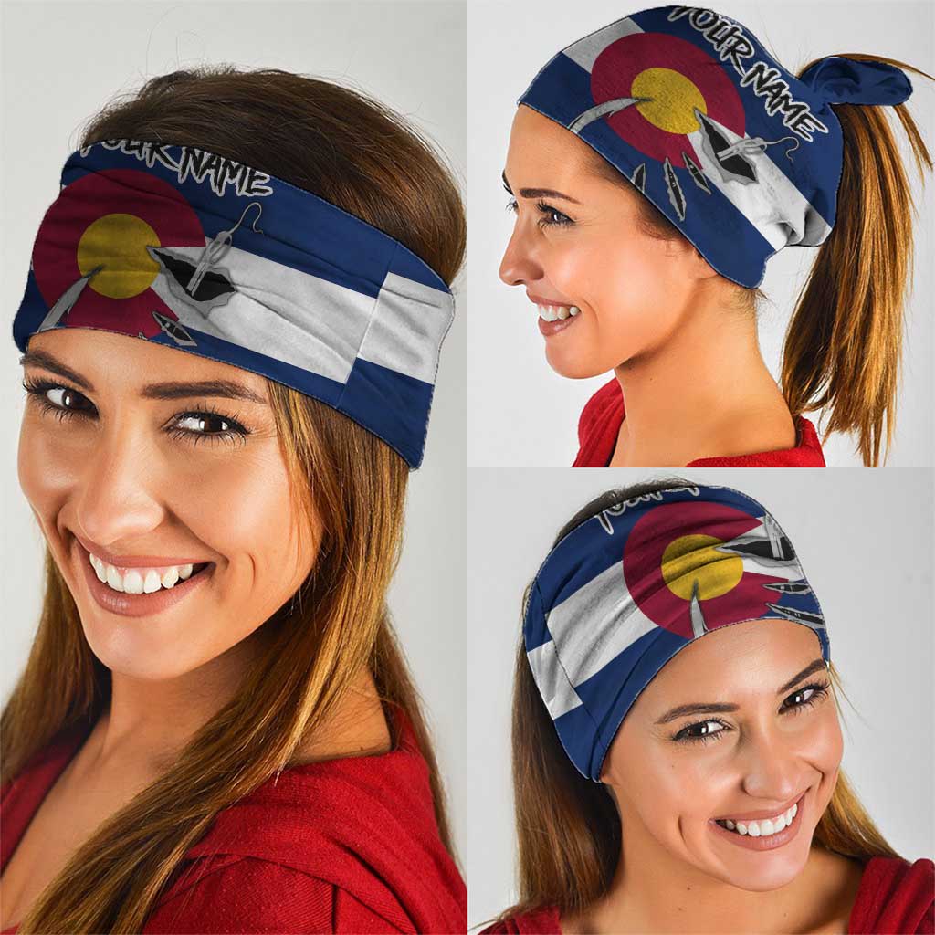Custom Fishing Hook Neck Gaiter with Colorado Flag Theme and Blue White Graphic Pattern - Wonder Print Shop