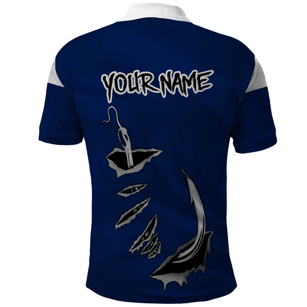 Custom Fishing Hook Polo Shirt with Colorado Flag Theme and Blue White Graphic Pattern - Wonder Print Shop