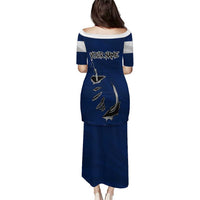 Custom Fishing Hook Puletasi with Colorado Flag Theme and Blue White Graphic Pattern - Wonder Print Shop