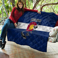 Custom Fishing Hook Quilt with Colorado Flag Theme and Blue White Graphic Pattern - Wonder Print Shop
