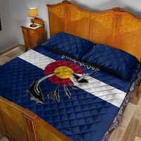 Custom Fishing Hook Quilt Bed Set with Colorado Flag Theme and Blue White Graphic Pattern - Wonder Print Shop