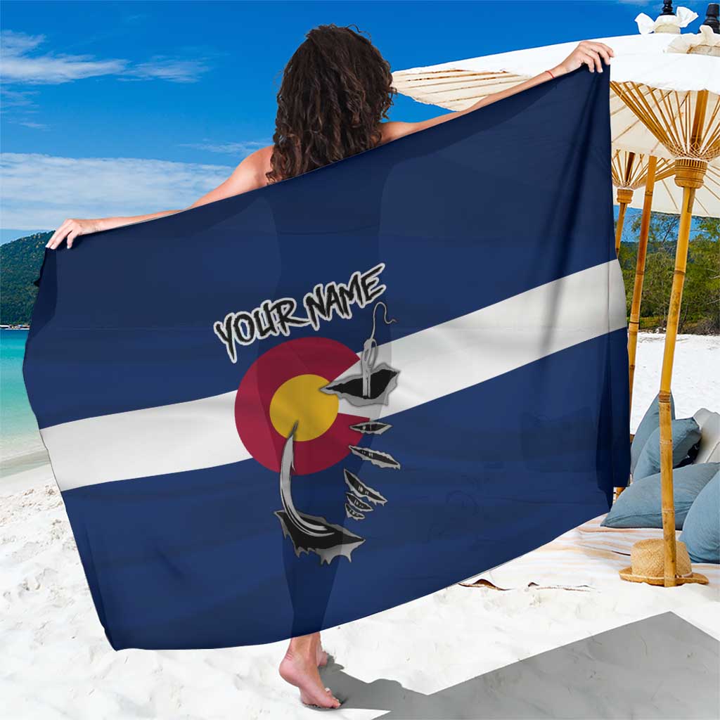 Custom Fishing Hook Sarong with Colorado Flag Theme and Blue White Graphic Pattern - Wonder Print Shop