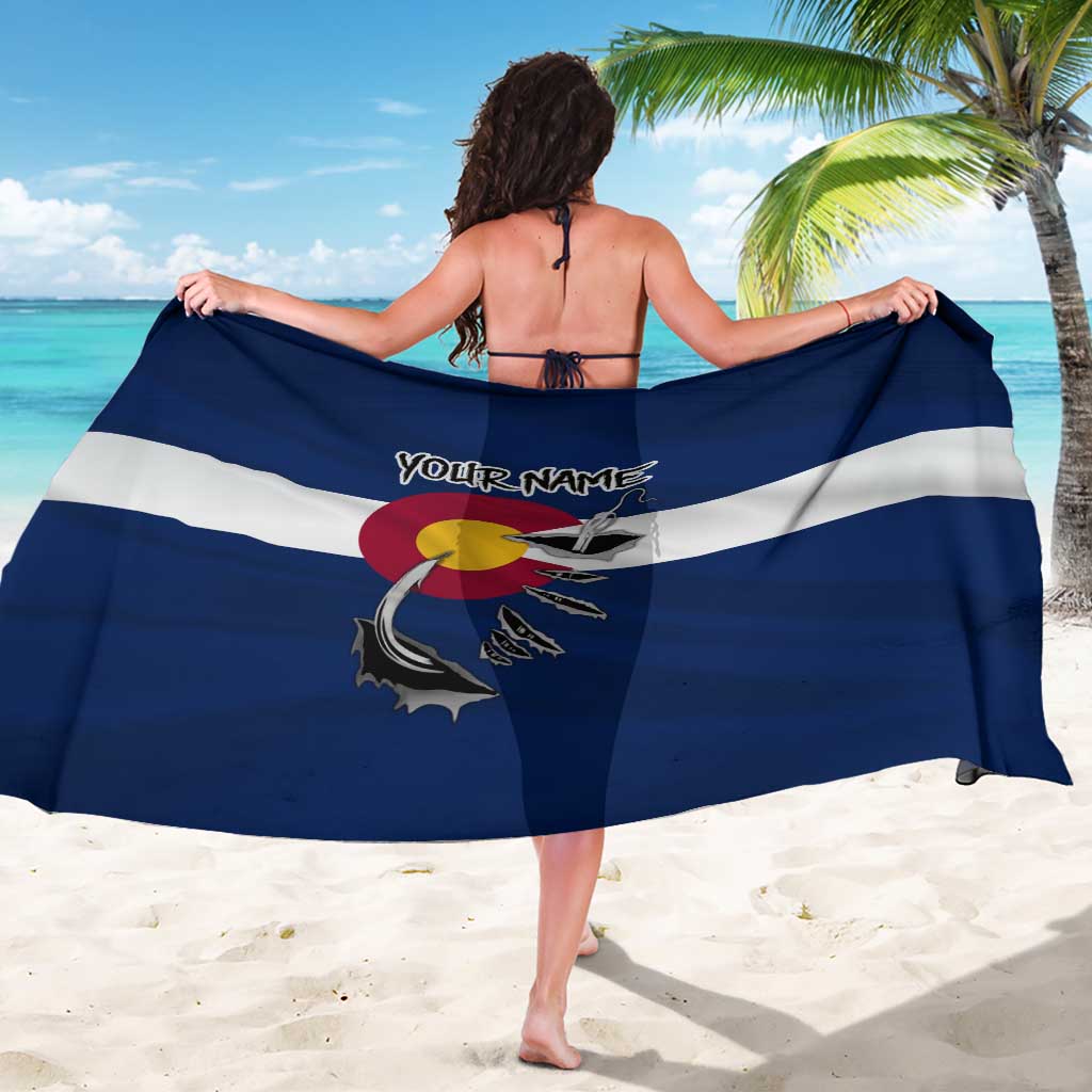 Custom Fishing Hook Sarong with Colorado Flag Theme and Blue White Graphic Pattern - Wonder Print Shop