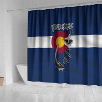 Custom Fishing Hook Shower Curtain with Colorado Flag Theme and Blue White Graphic Pattern - Wonder Print Shop