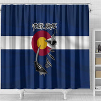 Custom Fishing Hook Shower Curtain with Colorado Flag Theme and Blue White Graphic Pattern - Wonder Print Shop