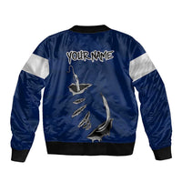 Custom Fishing Hook Sleeve Zip Bomber Jacket with Colorado Flag Theme and Blue White Graphic Pattern - Wonder Print Shop