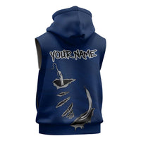 Custom Fishing Hook Sleeveless Hoodie with Colorado Flag Theme and Blue White Graphic Pattern - Wonder Print Shop