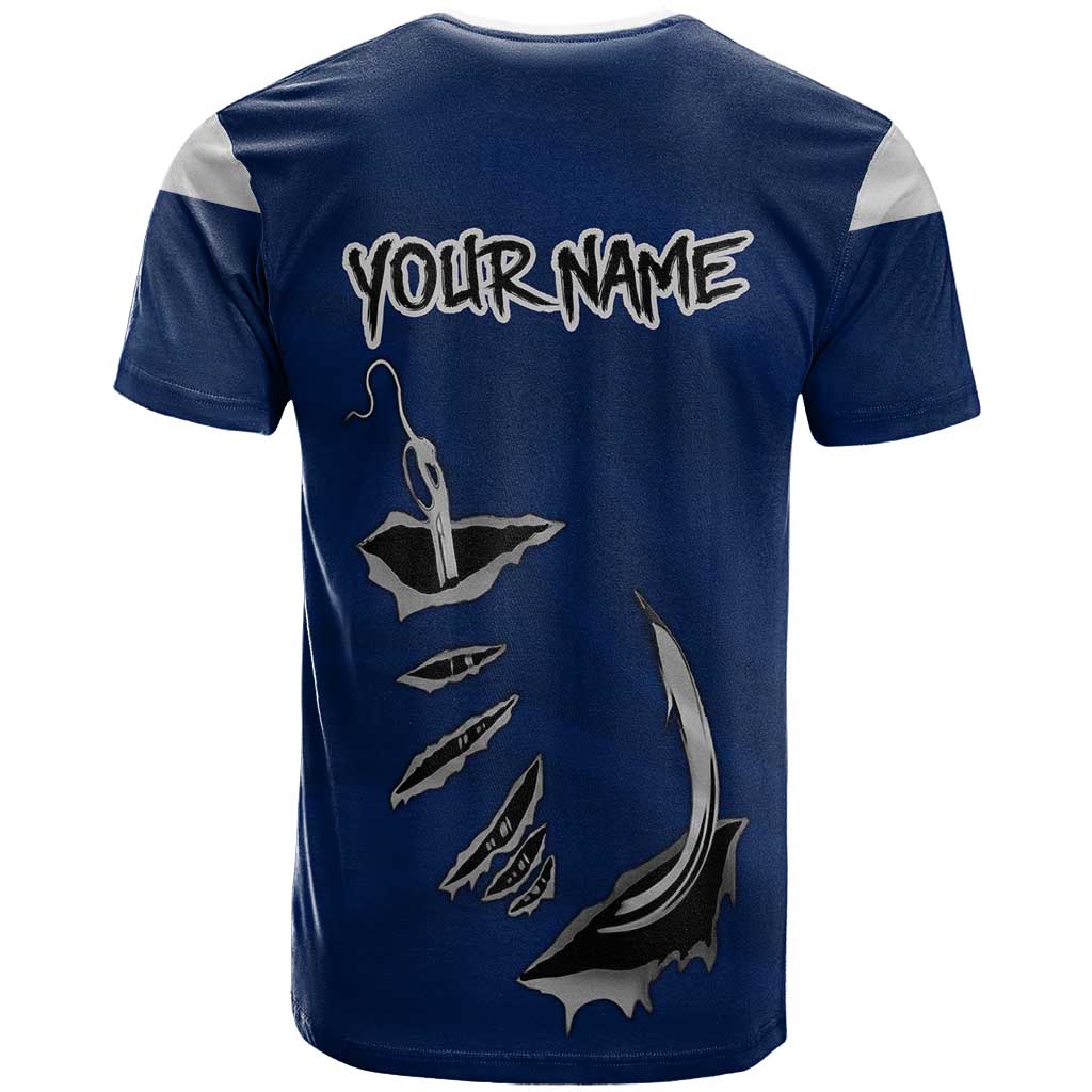 Custom Fishing Hook T Shirt with Colorado Flag Theme and Blue White Graphic Pattern - Wonder Print Shop