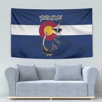 Custom Fishing Hook Tapestry with Colorado Flag Theme and Blue White Graphic Pattern - Wonder Print Shop