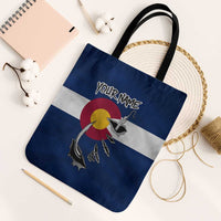Custom Fishing Hook Tote Bag with Colorado Flag Theme and Blue White Graphic Pattern - Wonder Print Shop