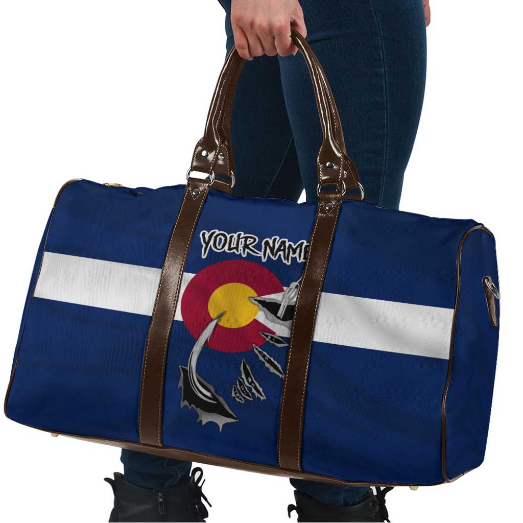 Custom Fishing Hook Travel Bag with Colorado Flag Theme and Blue White Graphic Pattern - Wonder Print Shop