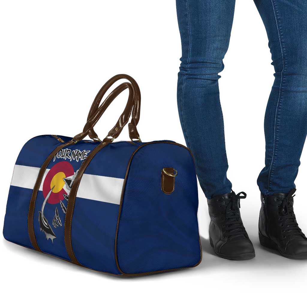 Custom Fishing Hook Travel Bag with Colorado Flag Theme and Blue White Graphic Pattern - Wonder Print Shop