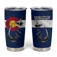 Custom Fishing Hook Tumbler Cup with Colorado Flag Theme and Blue White Graphic Pattern - Wonder Print Shop