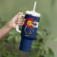 Custom Fishing Hook Tumbler With Handle with Colorado Flag Theme and Blue White Graphic Pattern - Wonder Print Shop