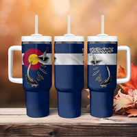 Custom Fishing Hook Tumbler With Handle with Colorado Flag Theme and Blue White Graphic Pattern - Wonder Print Shop