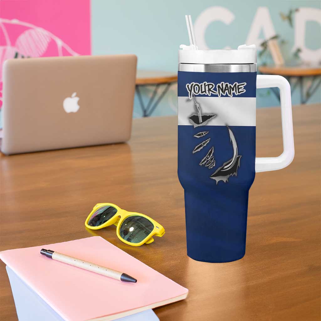 Custom Fishing Hook Tumbler With Handle with Colorado Flag Theme and Blue White Graphic Pattern - Wonder Print Shop