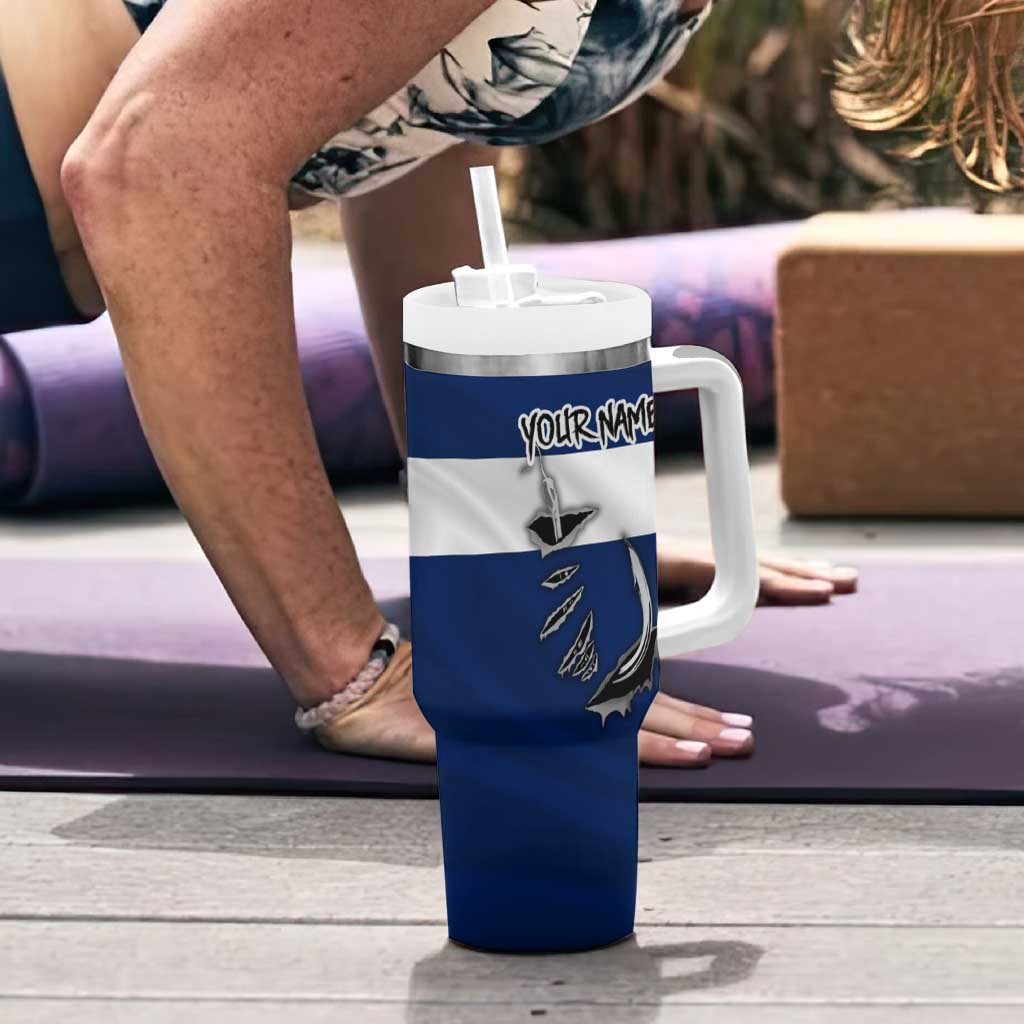 Custom Fishing Hook Tumbler With Handle with Colorado Flag Theme and Blue White Graphic Pattern - Wonder Print Shop