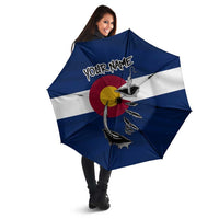 Custom Fishing Hook Umbrella with Colorado Flag Theme and Blue White Graphic Pattern - Wonder Print Shop