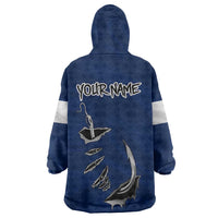 Custom Fishing Hook Wearable Blanket Hoodie with Colorado Flag Theme and Blue White Graphic Pattern - Wonder Print Shop