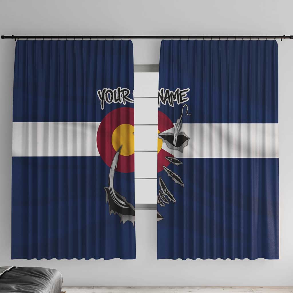 Custom Fishing Hook Window Curtain with Colorado Flag Theme and Blue White Graphic Pattern - Wonder Print Shop