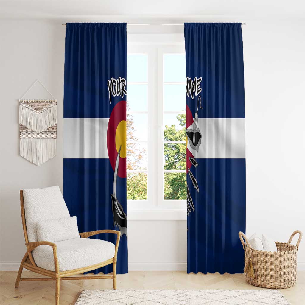 Custom Fishing Hook Window Curtain with Colorado Flag Theme and Blue White Graphic Pattern - Wonder Print Shop