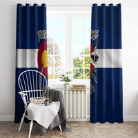 Custom Fishing Hook Window Curtain with Colorado Flag Theme and Blue White Graphic Pattern - Wonder Print Shop