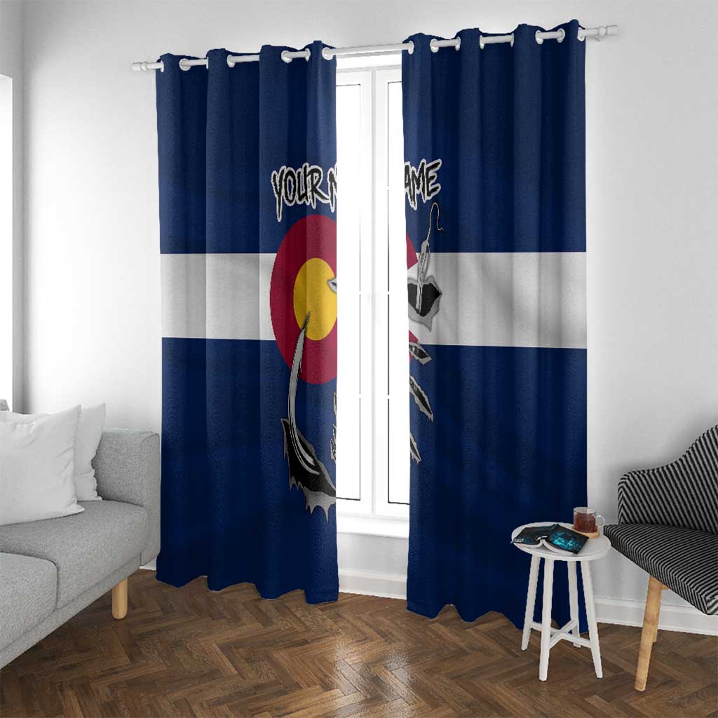 Custom Fishing Hook Window Curtain with Colorado Flag Theme and Blue White Graphic Pattern - Wonder Print Shop