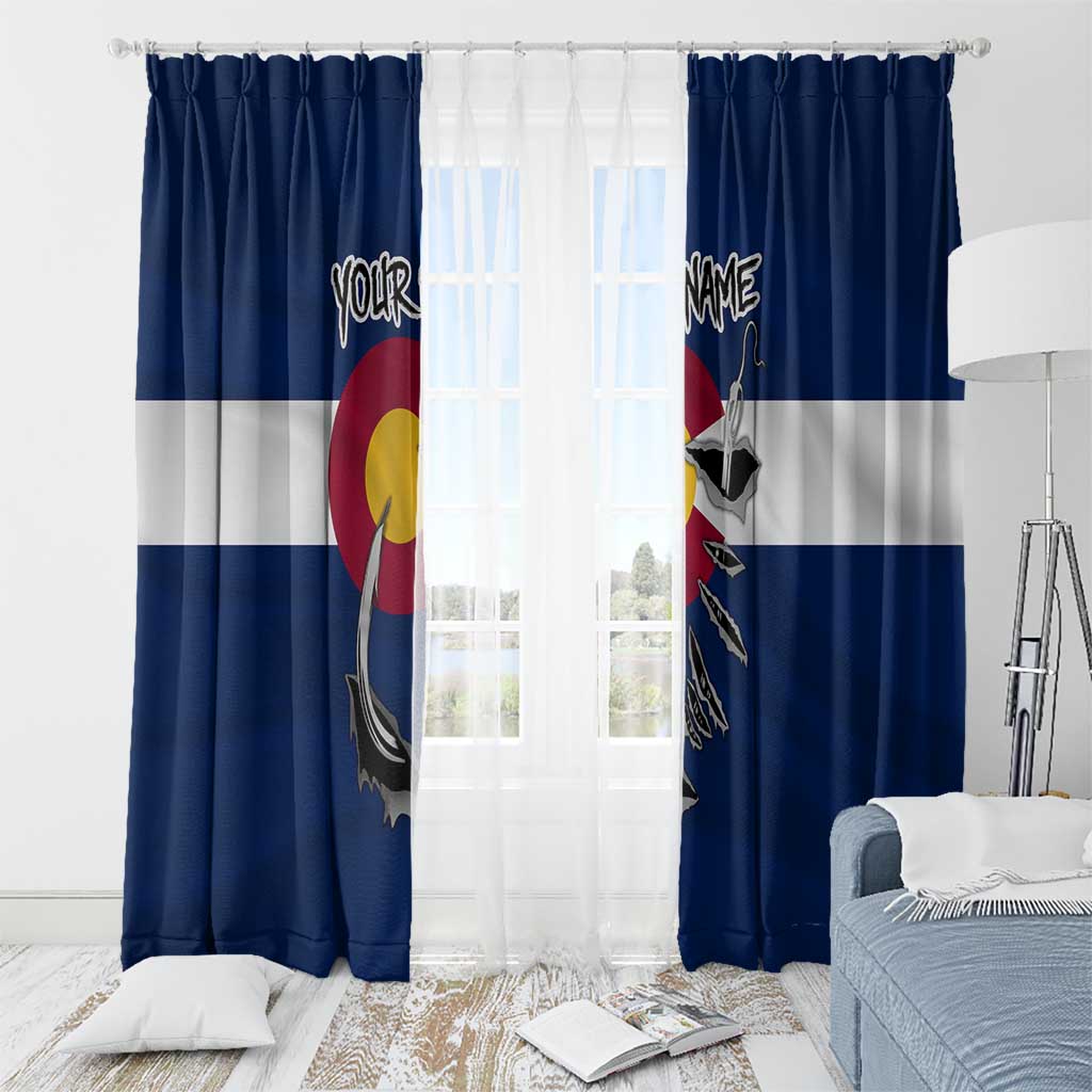 Custom Fishing Hook Window Curtain with Colorado Flag Theme and Blue White Graphic Pattern - Wonder Print Shop