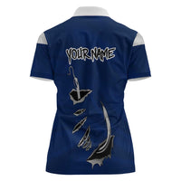 Custom Fishing Hook Women Polo Shirt with Colorado Flag Theme and Blue White Graphic Pattern - Wonder Print Shop