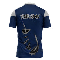 Custom Fishing Hook Zipper Polo Shirt with Colorado Flag Theme and Blue White Graphic Pattern - Wonder Print Shop