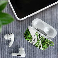 Custom Fishing Hook AirPods Case with Green Jungle Leaf Pattern and White Split Design - Wonder Print Shop