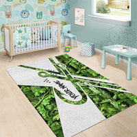 Custom Fishing Hook Area Rug with Green Jungle Leaf Pattern and White Split Design - Wonder Print Shop