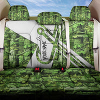 Custom Fishing Hook Back Car Seat Cover with Green Jungle Leaf Pattern and White Split Design - Wonder Print Shop