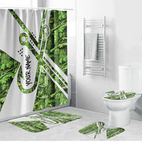 Custom Fishing Hook Bathroom Set with Green Jungle Leaf Pattern and White Split Design - Wonder Print Shop