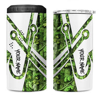 Custom Fishing Hook 4 in 1 Can Cooler Tumbler with Green Jungle Leaf Pattern and White Split Design - Wonder Print Shop